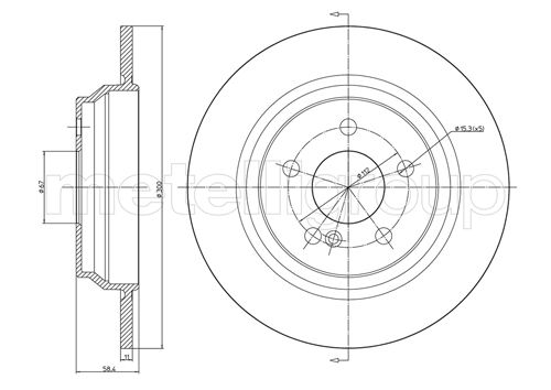 Metelli MET-DBR23-0525C Metelli Brake Rotor Mercedes Benz