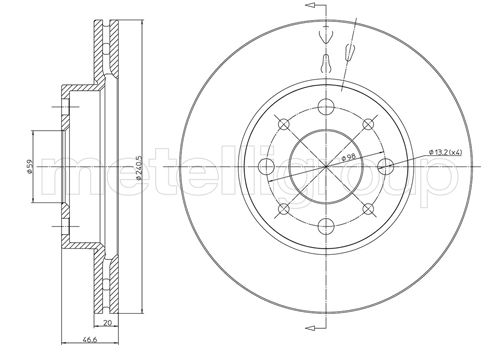 Metelli MET-DBR23-0496 Metelli Brake Rotor Fiat