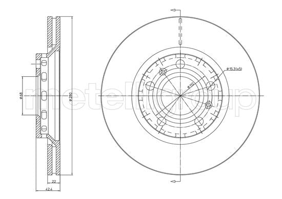 Metelli MET-DBR23-1126C Metelli Brake Rotor Audi / VW