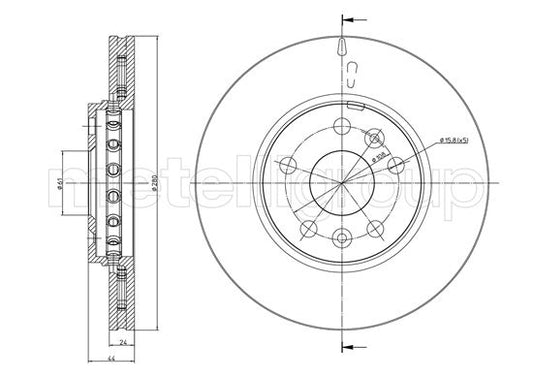 Metelli MET-DBR23-1341C Metelli Brake Rotor Mercedes Benz / Renault