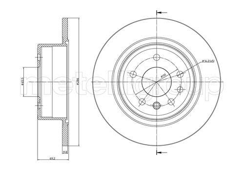 Metelli MET-DBR23-0480 Metelli Brake Rotor Opel