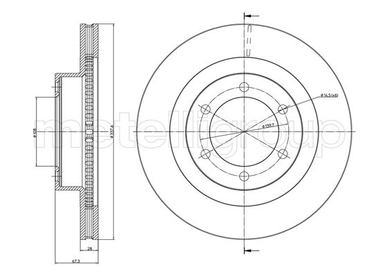 Metelli MET-DBR23-0968C Metelli Brake Rotor for Toyota