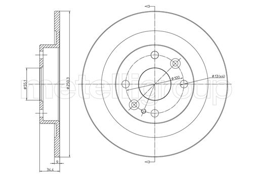 Metelli MET-DBR23-0665 Metelli Brake Rotor for Mazda