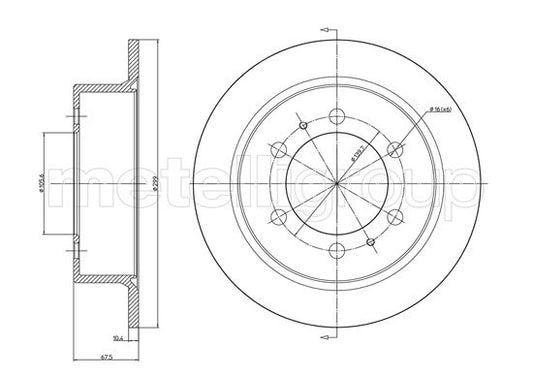Metelli MET-DBR23-1034C Metelli Brake Rotor Daewoo / Ssangyong