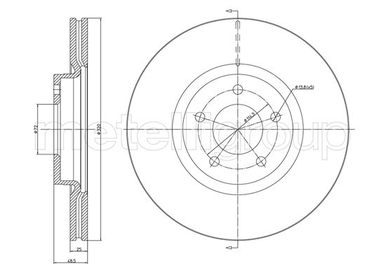 Metelli MET-DBR23-1417C Metelli Brake Rotor for Mazda