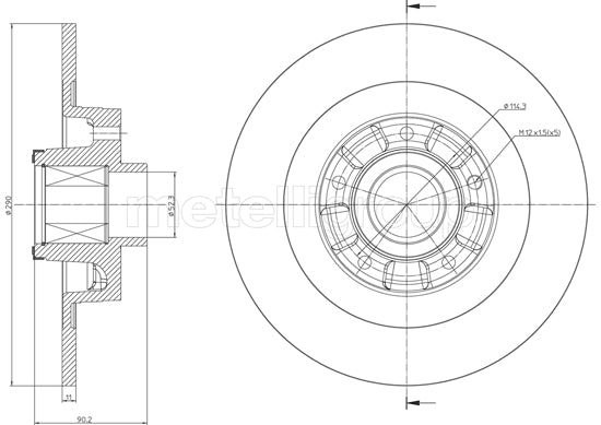 Metelli MET-DBR23-1502 Metelli Brake Rotor Renault