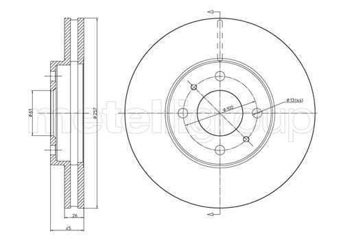 Metelli MET-DBR23-0250 Metelli Brake Rotor for Nissan