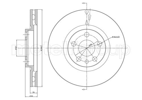 Metelli MET-DBR23-0338 Metelli Brake Rotor Citro+N / Fiat / Lancia / Peu