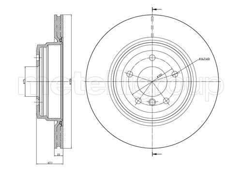 Metelli MET-DBR23-0873C Metelli Brake Rotor BMW
