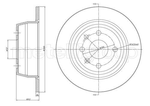 Metelli MET-DBR23-0350 Metelli Brake Rotor Opel
