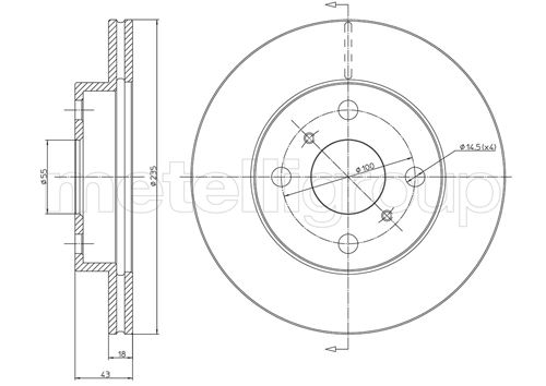 Metelli MET-DBR23-0552C Metelli Brake Rotor for Toyota