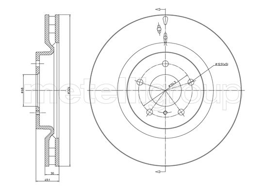 Metelli MET-DBR23-1172C Metelli Brake Rotor for Nissan