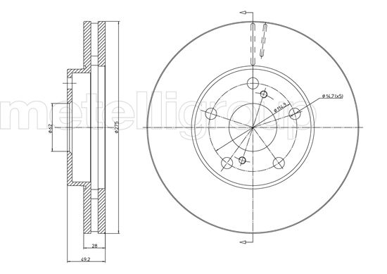Metelli MET-DBR23-1028 Metelli Brake Rotor for Toyota