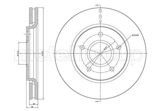 Metelli MET-DBR23-1381C Metelli Brake Rotor Chrysler / Dodge / Fiat