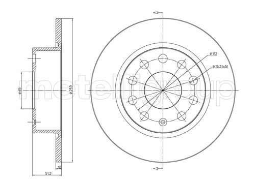 Metelli MET-DBR23-0724C Metelli Brake Rotor Audi / Seat / Skoda / VW