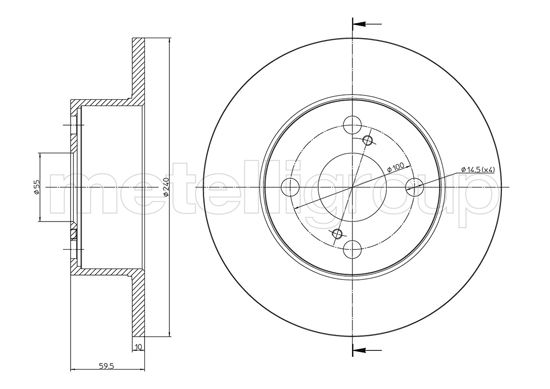 Metelli MET-DBR23-0967 Metelli Brake Rotor for Toyota