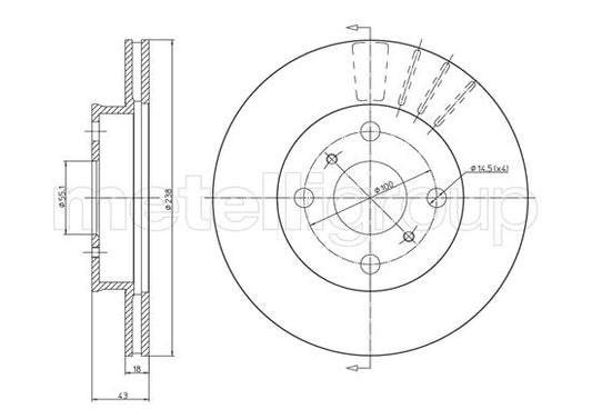 Metelli MET-DBR23-1061 Metelli Brake Rotor for Toyota