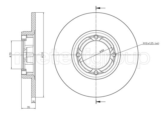 Metelli MET-DBR23-1048C Metelli Brake Rotor Daihatsu