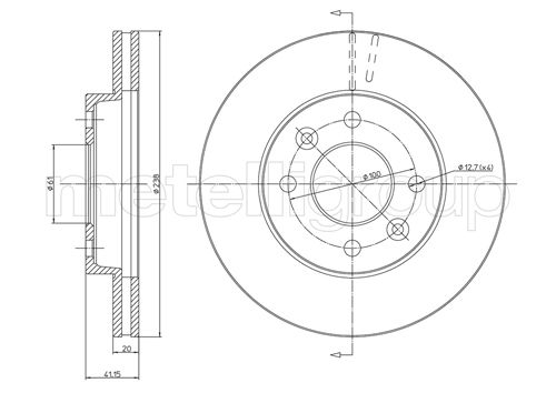 Metelli MET-DBR23-0110 Metelli Brake Rotor for Nissan Lcv / Renault Lcv Truc