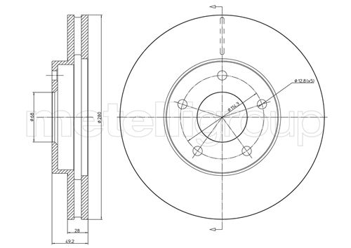 Metelli MET-DBR23-0764C Metelli Brake Rotor for Nissan