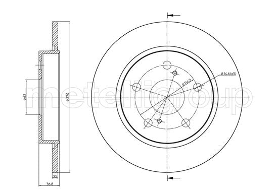 Metelli MET-DBR23-1022C Metelli Brake Rotor for Toyota Lcv