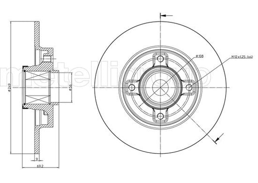 Metelli MET-DBR23-0878 Metelli Brake Rotor Citro+N / Peugeot