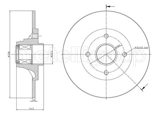 Metelli MET-DBR23-0198 Metelli Brake Rotor Renault