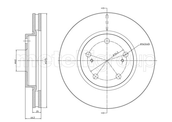Metelli MET-DBR23-1055C Metelli Brake Rotor for Toyota