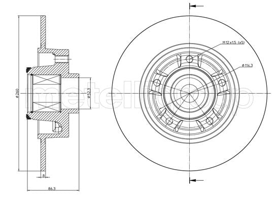 Metelli MET-DBR23-1095 Metelli Brake Rotor Renault