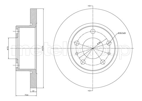 Metelli MET-DBR23-0570 Metelli Brake Rotor Iveco