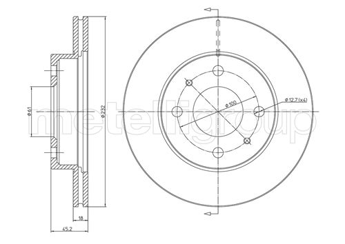 Metelli MET-DBR23-0457 Metelli Brake Rotor for Nissan