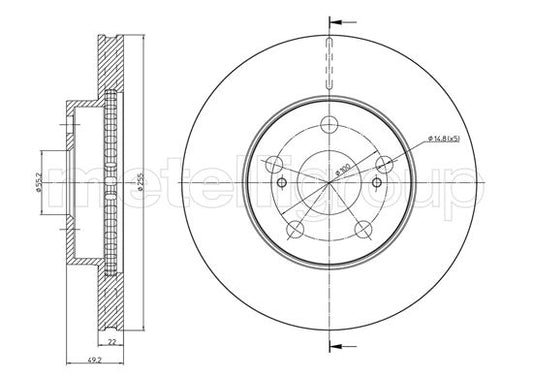 Metelli MET-DBR23-1062C Metelli Brake Rotor for Toyota