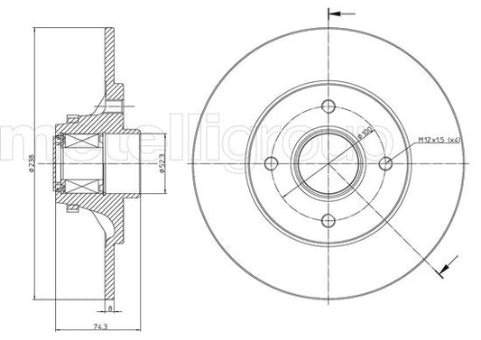 Metelli MET-DBR23-0516 Metelli Brake Rotor Renault