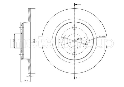 Metelli MET-DBR23-0648 Metelli Brake Rotor for Toyota