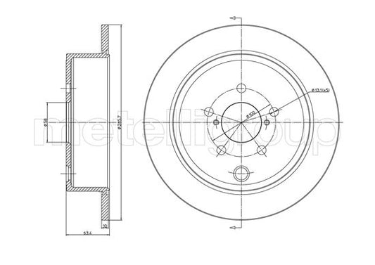 Metelli MET-DBR23-1337C Metelli Brake Rotor for Subaru