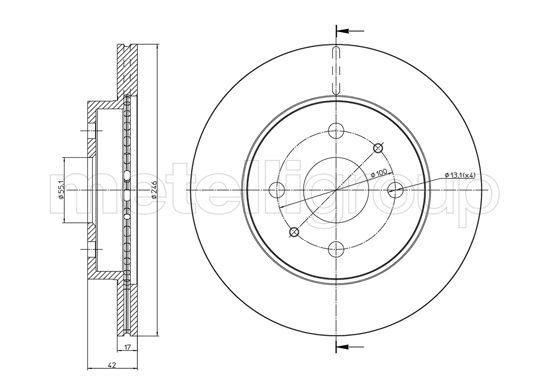 Metelli MET-DBR23-0923C Metelli Brake Rotor Daihatsu / for Subaru