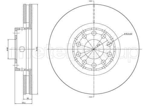 Metelli MET-DBR23-0707C Metelli Brake Rotor Audi