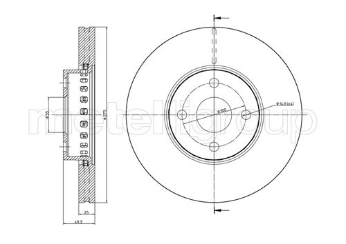 Metelli MET-DBR23-0639C Metelli Brake Rotor for Toyota