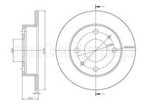 Metelli MET-DBR23-1626 Metelli Brake Rotor for Subaru
