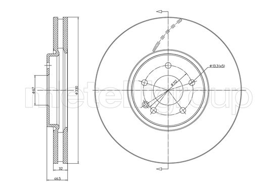 Metelli MET-DBR23-1157C Metelli Brake Rotor Chrysler / Mercedes Benz