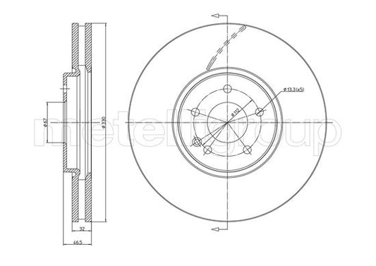 Metelli MET-DBR23-1157C Metelli Brake Rotor Chrysler / Mercedes Benz