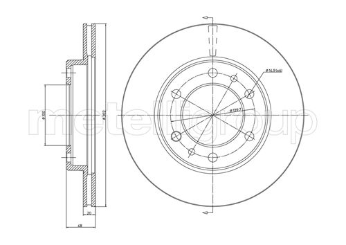 Metelli MET-DBR23-0364 Metelli Brake Rotor for Toyota