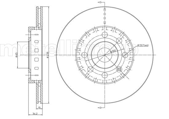 Metelli MET-DBR23-0526 Metelli Brake Rotor Audi / VW