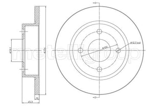 Metelli MET-DBR23-0348 Metelli Brake Rotor for Nissan