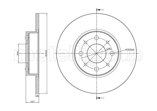 Metelli MET-DBR23-0987C Metelli Brake Rotor Alfa Romeo