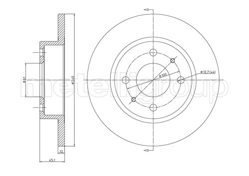 Metelli MET-DBR23-0301 Metelli Brake Rotor for Nissan