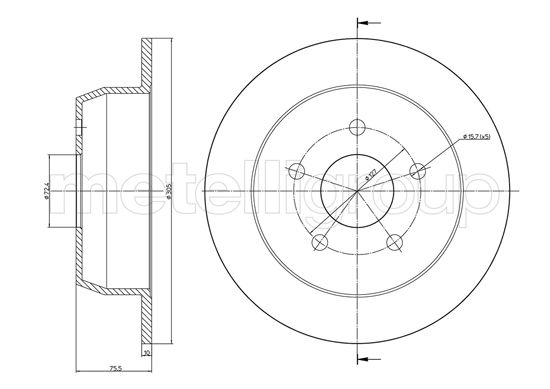 Metelli MET-DBR23-1116C Metelli Brake Rotor Jeep