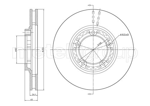 Metelli MET-DBR23-0596 Metelli Brake Rotor Hyundai / Hyundai Lcv