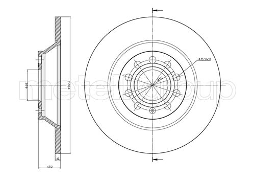 Metelli MET-DBR23-0865C Metelli Brake Rotor Audi