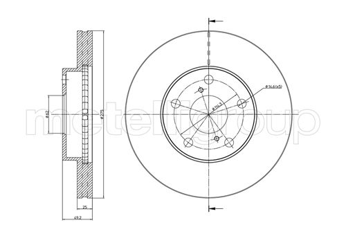 Metelli MET-DBR23-0801C Metelli Brake Rotor for Toyota